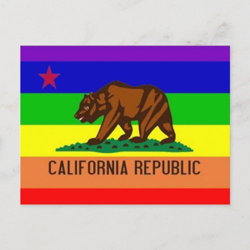 California Gay Pride Flag Postcard