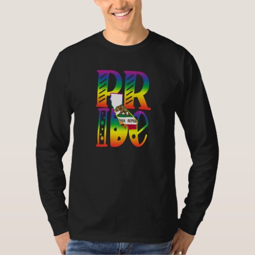 California Gay Pride In Block Letters T_Shirt