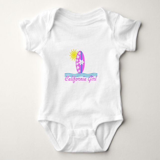 California Girl Pink Surfboard W/Sun Baby Bodysuit (Front)