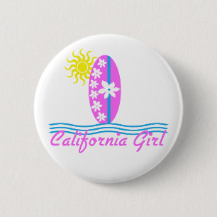 California Girl Pink Surfboard W/Sun Button