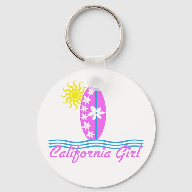 California Girl Pink Surfboard W/Sun Keychain (Front)