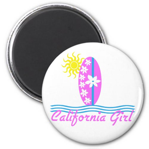 California Girl Pink Surfboard WSun Magnet