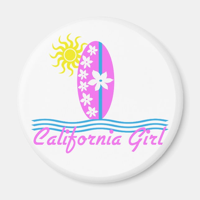 California Girl Pink Surfboard W/Sun Magnet (Front)