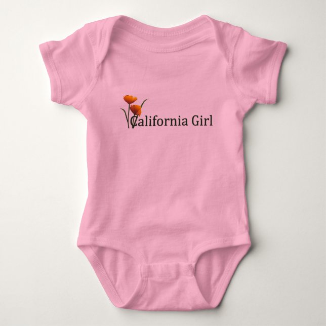 California Girl Poppies 2 Infants Baby Bodysuit (Front)
