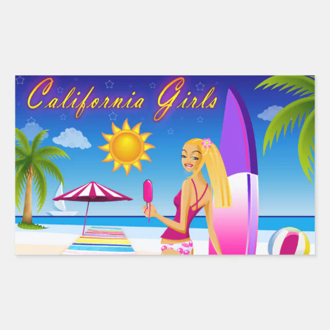 California Girls Rectangular Sticker | Zazzle