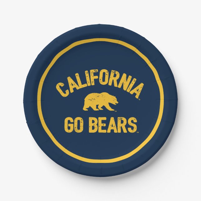 California Go Bears Gold Paper Plates (Front)