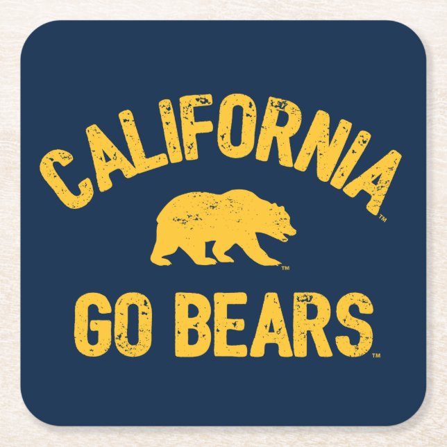 California Go Bears Gold Square Paper Coaster (Front)