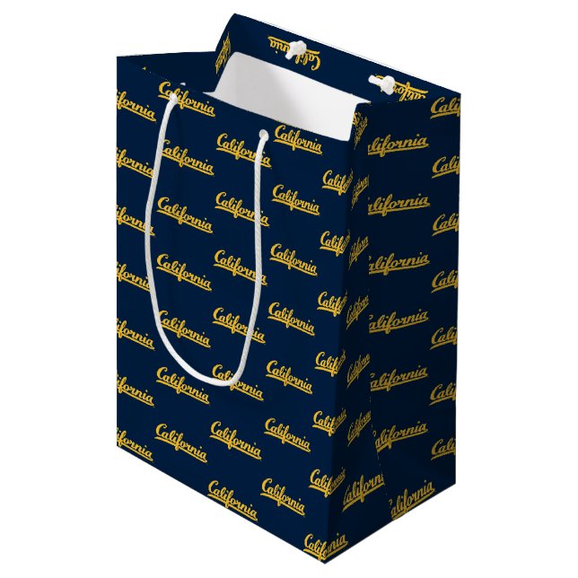 California Gold Script Medium Gift Bag (Front Angled)
