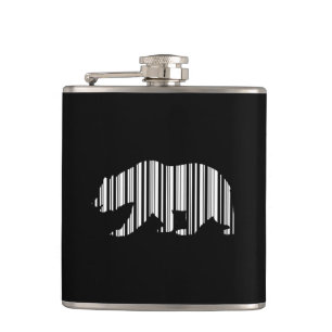 CALIFORNIA GOLDEN BEAR BAR CODE Pattern Design Hip Flask