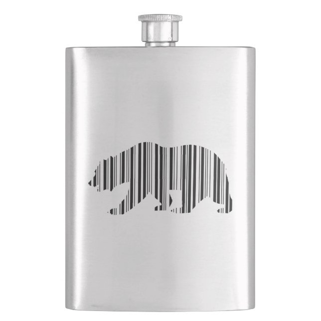 CALIFORNIA GOLDEN BEAR BAR CODE Pattern Design Hip Flask (Front)