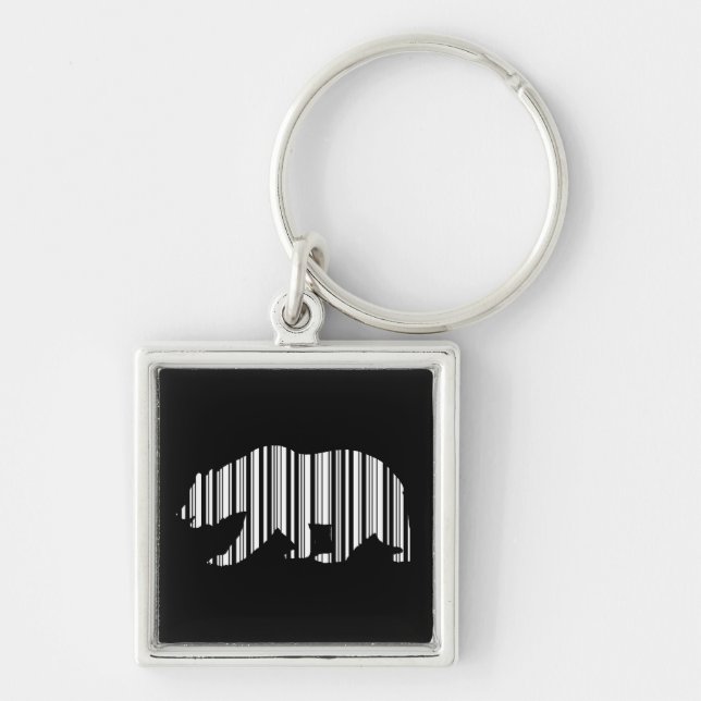 CALIFORNIA GOLDEN BEAR BAR CODE Pattern Design Keychain (Front)