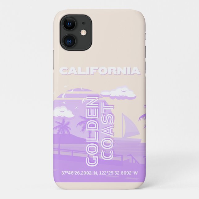 California, Golden Coast, Travel Art, Preppy Case-Mate iPhone Case (Back)