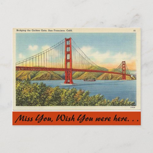 California Golden Gate Bridge Postcard