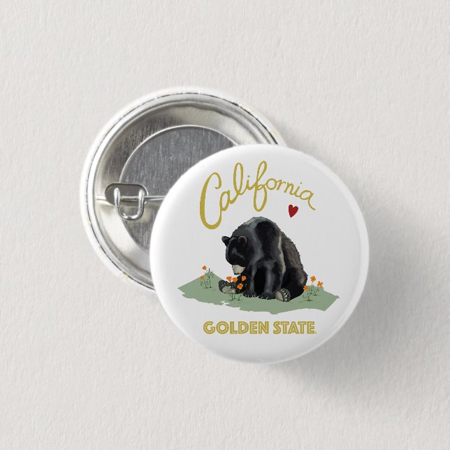 California Golden State Bear Button (Front & Back)