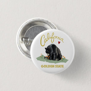 California Golden State Bear Button