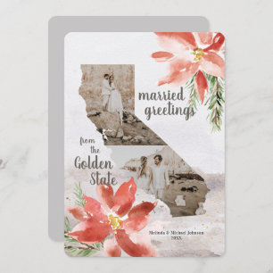 California Golden State Map 1st Christmas Holiday Card