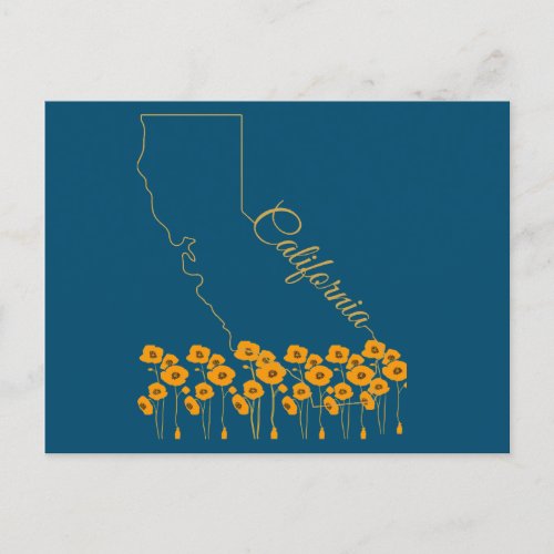California Golden State Poppy Floral Postcard