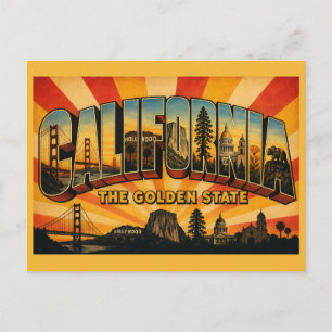 California Golden State Vintage Travel Art Postcard