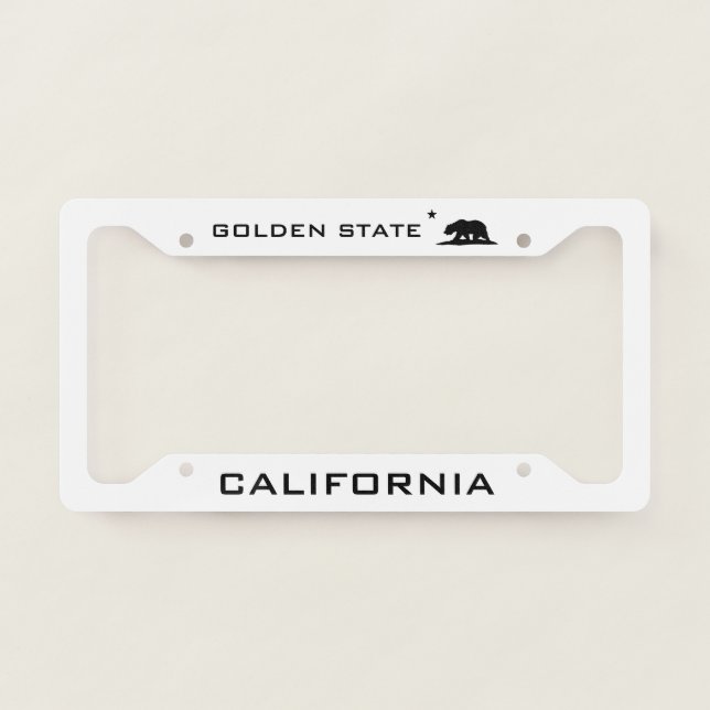 California Golden State With Logo White  License Plate Frame (Front)