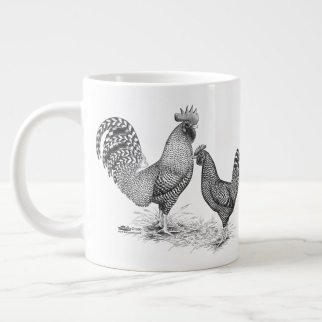 California Gray Rooster and Hen Giant Coffee Mug (Left)