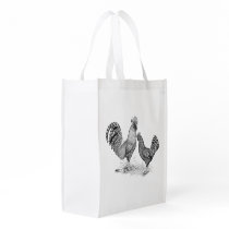 California Gray Rooster and Hen Grocery Bag