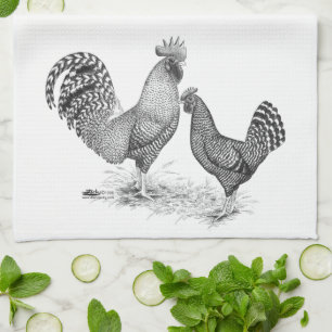California Gray Rooster and Hen Kitchen Towel