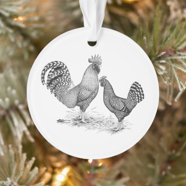 California Gray Rooster and Hen Ornament (Tree)