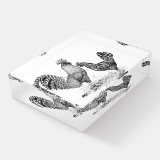 California Gray Rooster and Hen Paperweight