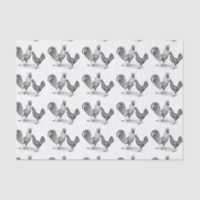 California Gray Rooster and Hen Tissue Paper (Front)