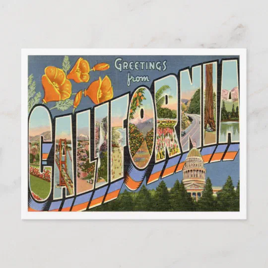 Vintage Postcard with Scalloped Edges Greetings from the Rose Bowl Pasadena California