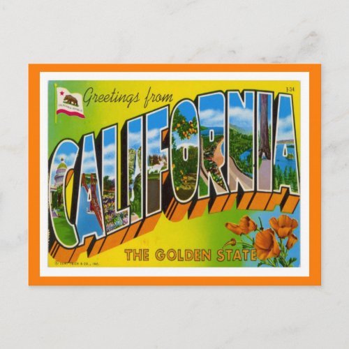 California Greetings From US States Postcard