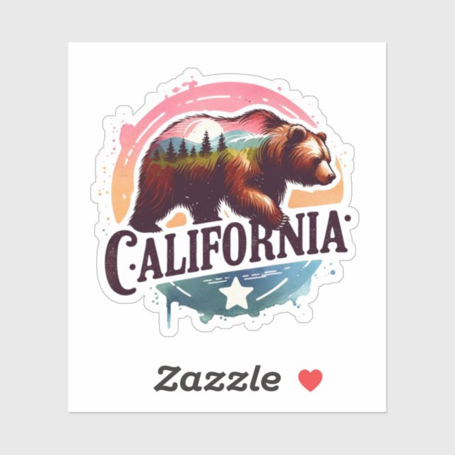 California, Grizzly Bear, Sticker (Sheet)