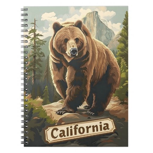 California Grizzly Brown bear Vintage Notebook