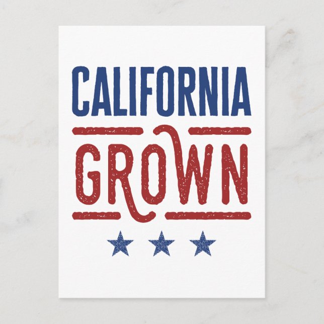 California Grown Californian Pride Native Born  Postcard (Front)