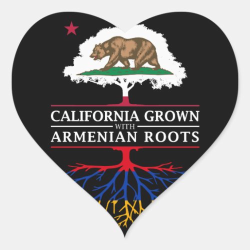 California Grown with Armenian Roots Heart Sticker