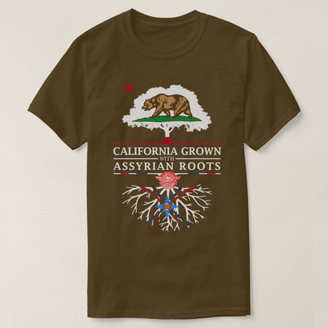 California Grown with Assyrian Roots T-Shirt (Design Front)