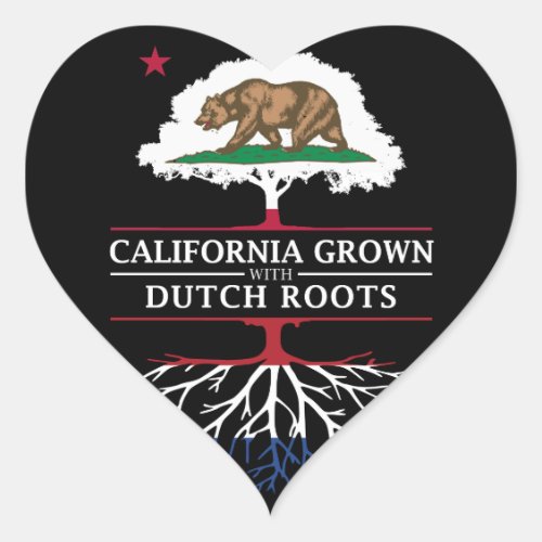 California Grown with Dutch Roots Heart Sticker