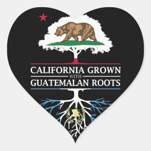 California Grown with Guatemalan Roots Heart Sticker
