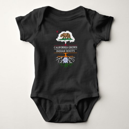 California Grown with Indian Roots Baby Bodysuit