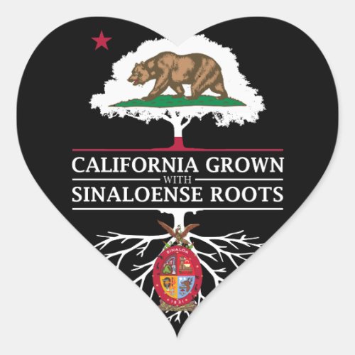 California Grown with Sinaloa Roots Heart Sticker