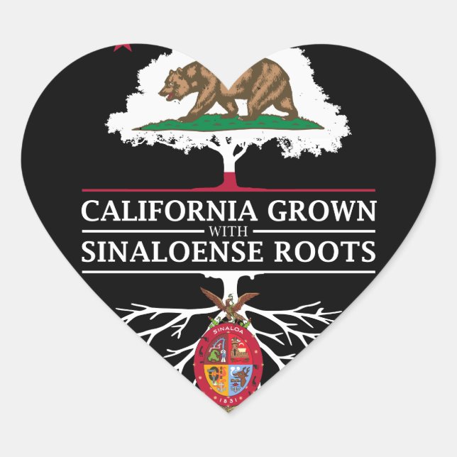California Grown with Sinaloa Roots Heart Sticker (Front)
