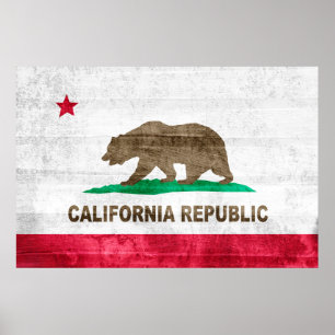 California Grunge State Flaf Poster