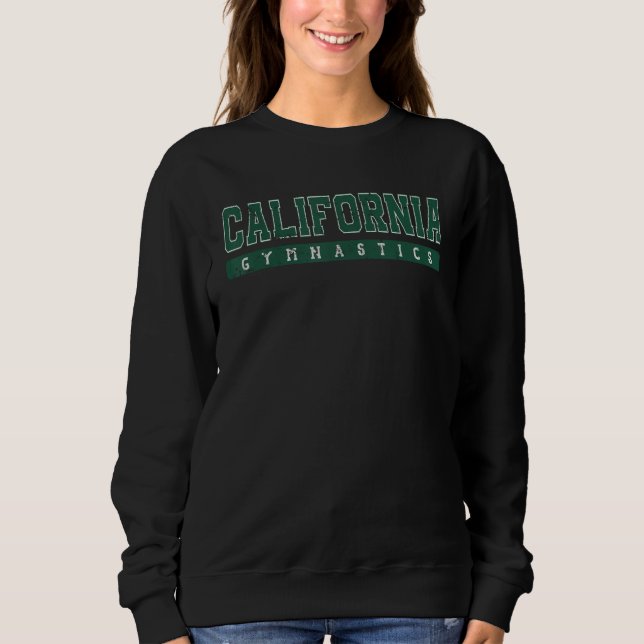 California Gymnastics Varsity Green Vintage Text Sweatshirt (Front)