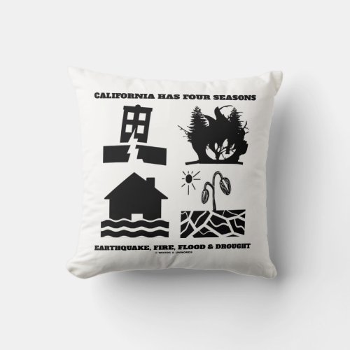 California Has Four Seasons Icons Earthquake Fire Throw Pillow