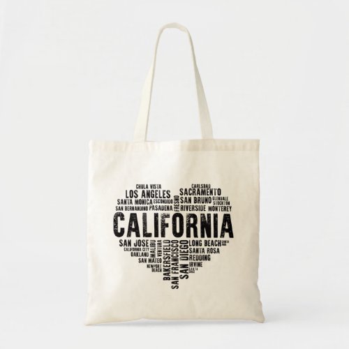 California Heart Love LA San Francisco San Diego Tote Bag