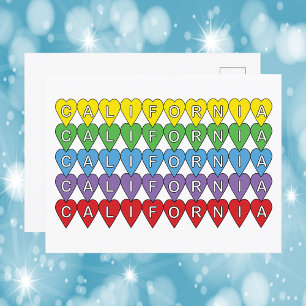 California Hearts Colorful Pattern Postcard