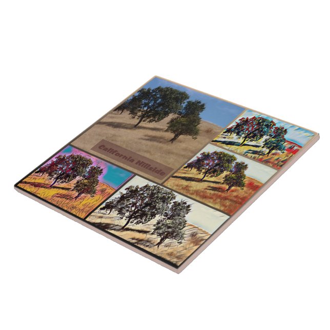 California Hillside Abstract Photo Collage 9979 Ceramic Tile (Side)