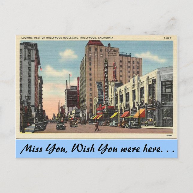 California, Hollywood Boulevard Postcard (Front)