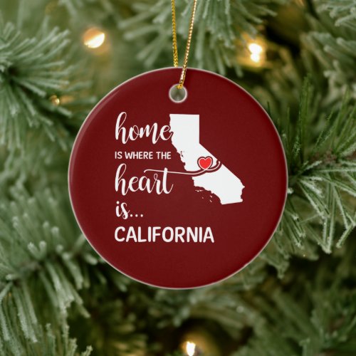 California home is where the heart is ceramic ornament