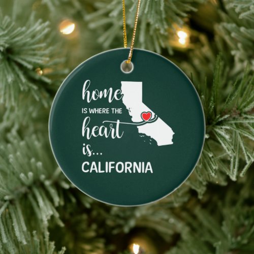 California home is where the heart is ceramic ornament